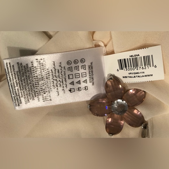 BCBG MAXAZRIA Helena High Low Lace-Trimmed Top Cream Black Sz M - Picture 10 of 11